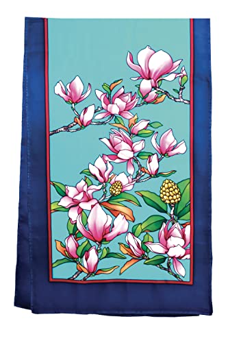 100% jedwabiu zaciśnięty krótki szalik czarny 145 X 43 CM MAGNOLIAS