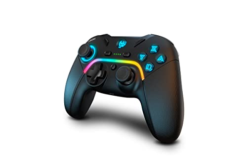 KROM Gamepad KAYROS – NXKROMKAYROS – przewodowy i bezprzewodowy, zaprojektowany do zawodów, konfigurowalnych przycisków i makro, PC, przełącznik, Android, RGB LED, obsługa smartfonów, kolor czarny