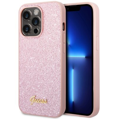 Etui Guess Glitter Script do Apple iPhone 14 Pro Różowy