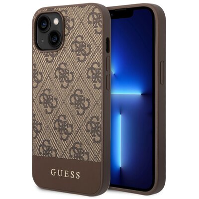 Etui Guess 4G Stripe Collection do Apple iPhone 14 Plus Brązowy