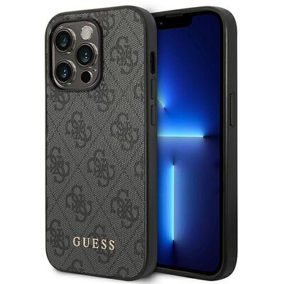 Etui Guess 4G Metal Gold Logo do Apple iPhone 14 Pro Max Szary