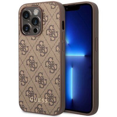 Etui Guess Metal Gold Logo do Apple iPhone 14 Pro Max Brązowy