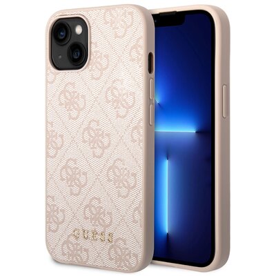 Etui Guess Metal Gold Logo do Apple iPhone 14 Różowy