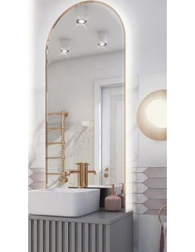 Lustro półowalne w ramie złotej - MDF SLIM-  z podświetleniem LED - kolor ramy do wyboru, Lustro Owalne : 80x160