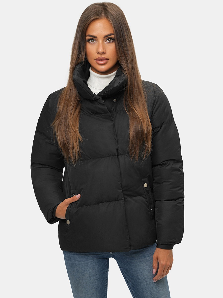 Kurtka zimowa damska pikowana czarna OZONEE JS/M23062/392 - Ozonee