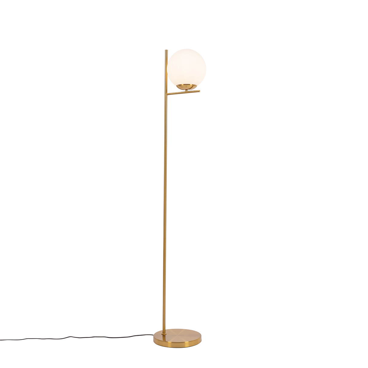 QAZQA Lampa podłogowa Art Deco złota i opalowego szkła - Flore