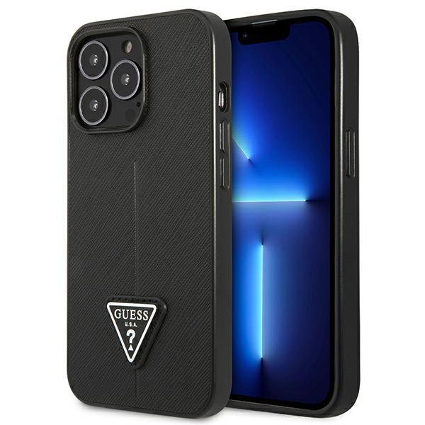 Guess GUHCP14LPSATLK iPhone 14 Pro 6,1` czarny/black hardcase SaffianoTriangle Logo