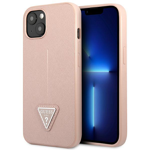 Guess GUHCP14SPSATLP iPhone 14 6,1` różowy/pink hardcase SaffianoTriangle Logo