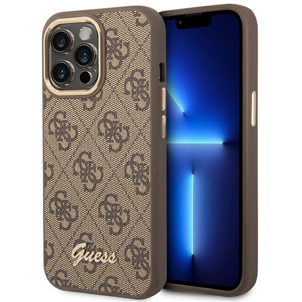 Guess GUHCP14LHG4SHW iPhone 14 Pro 6,1` brązowy/brown hard case 4G Vintage Gold Logo