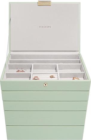 Szkatułka na biżuterię Stackers pięcioelementowa classic zieleń szałwiowa
