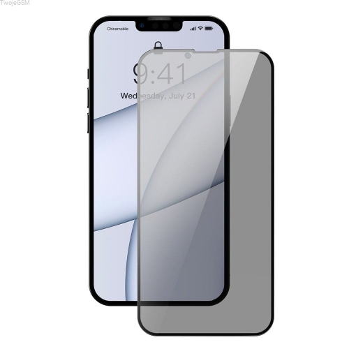 Baseus Baseus 2x szkło hartowane 0,3 mm Anti Spy z ramką na cały ekran iPhone 13 Pro Max (SGQP010801) (case friendly)