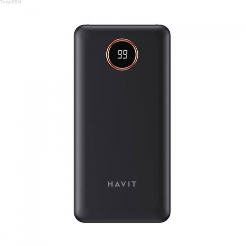 Powerbank Havit PB74 10000mAh + kabel USB-C, Lightning, micro USB (czarny)