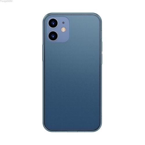 Baseus Frosted Glass Case Sztywne etui z elastyczną ramką iPhone 12 mini Niebieski (WIAPIPH54N-WS03) WIAPIPH54N-WS03