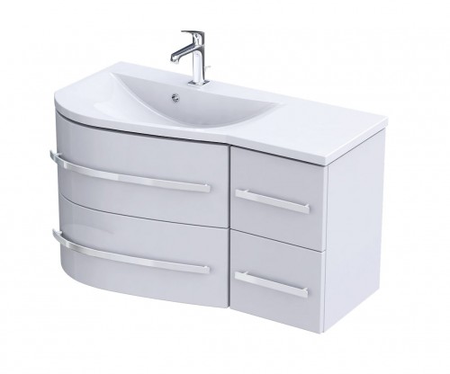 Oristo Szafka wisząca podumywalkowa OPAL 90 cm, LEWA BIAŁY POŁYSK , UCHWYT BIAŁY OR30-SD4S-90-1-LV4