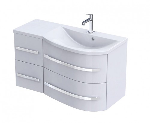 Oristo Szafka wisząca podumywalkowa OPAL 90 cm, PRAWA BIAŁY POŁYSK, UCHWYT BIAŁY OR30-SD4S-90-1-PV4