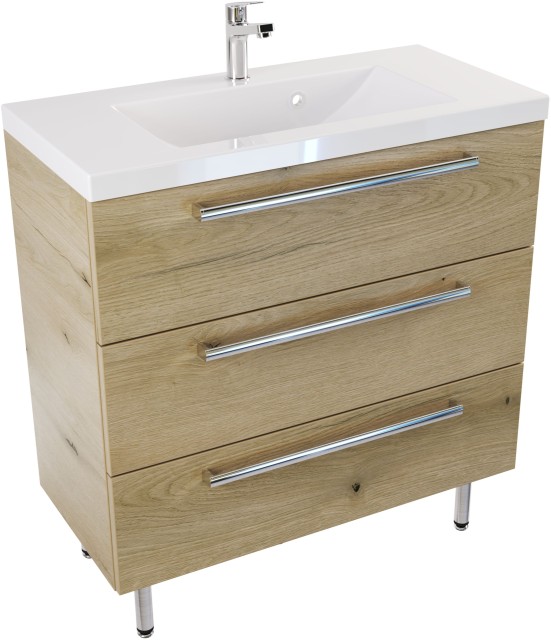 Szafka z umywalką ATHOS stojąca 80 cm - Uchwyt Chromowany