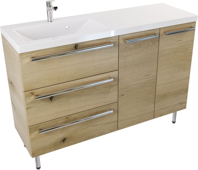 Szafka z umywalką ATHOS stojąca 120 cm lewa - Uchwyt Chromowany
