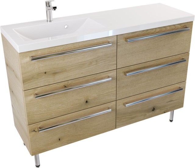 Szafka z umywalką ATHOS stojąca 120 cm lewa - Uchwyt Chromowany