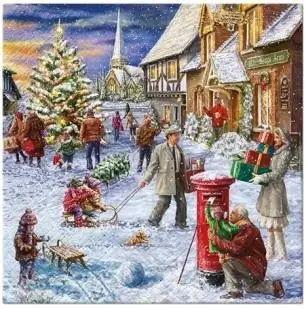 Serwetki Świąteczna poczta 33x33cm 20szt - PAW