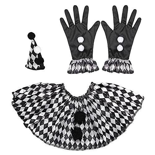 Widmann 29342 – zestaw kostiumowy Harlekin, minikapelusz, kołnierz, rękawiczki, dla dorosłych, na karnawał, imprezę tematyczną