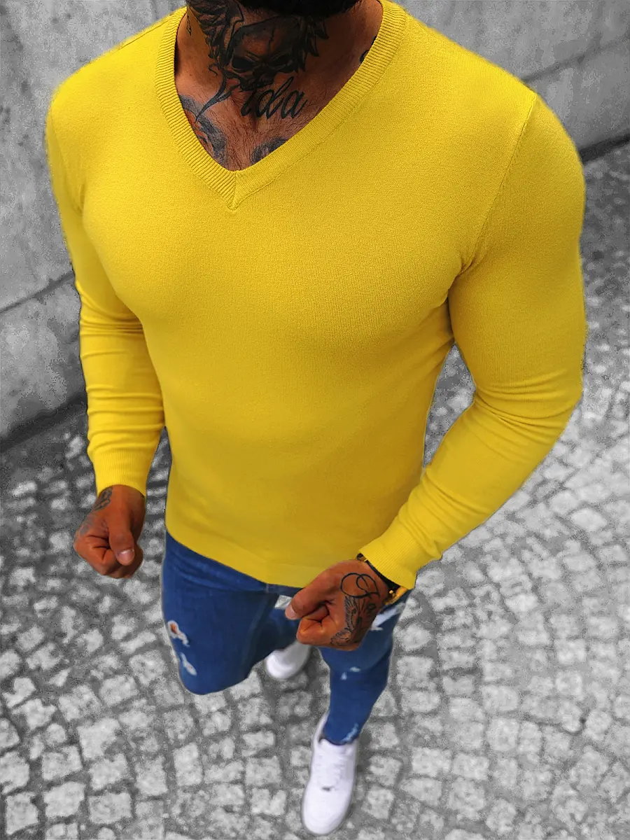 Sweter męski żółty OZONEE NB/MMB601/9 - Ozonee