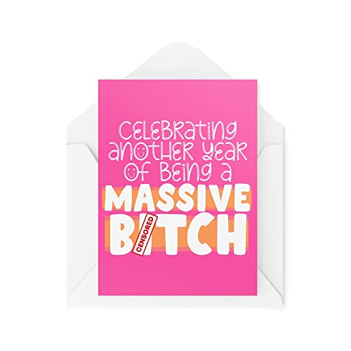 Śmieszne nowości kartki okolicznościowe | Celebrating Another Year Of Being A Massive | Urodziny żony dziewczyny siostry przekomarzanie się zabawny żart | CBH1312