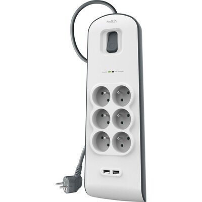 Belkin Listwa zasilająca Przeciwprzepięciowa 6a2 m 2x USB BSV604ca2M