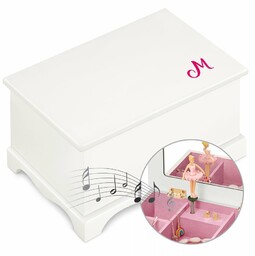 Szkatułka drewniana z pozytywką i nadrukiem inicjałem dla niej