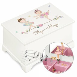 Szkatułka drewniana z pozytywką i nadrukiem dla przyjaciółki dziewczynek na Dzień Dziecka