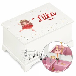 Szkatułka drewniana z pozytywką i nadrukiem dla dziewczynki na imieniny