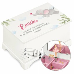 Szkatułka drewniana z pozytywką i nadrukiem dla dziewczynki na imieniny urodziny