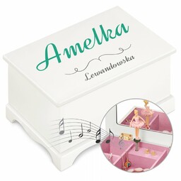 Szkatułka drewniana z pozytywką i nadrukiem dla dziewczynki