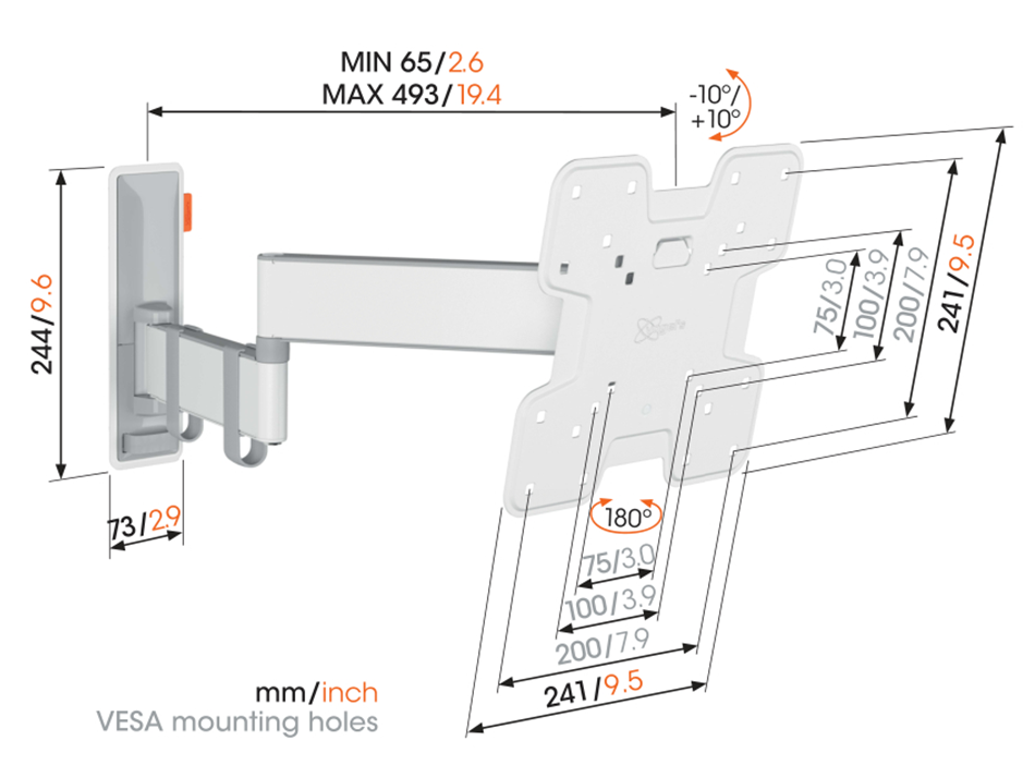 Vogel`s TVM 3243 obrotowy uchwyt do TV 19
