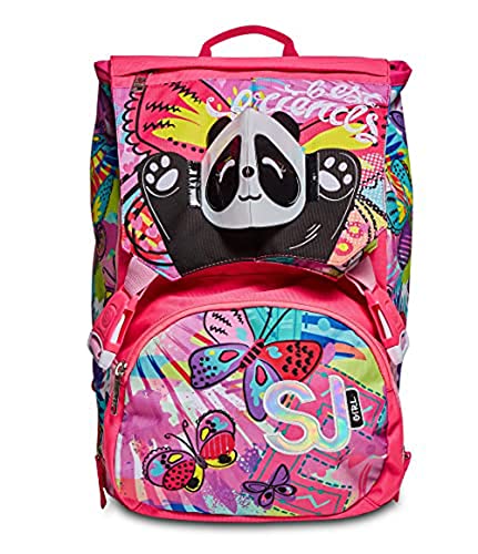 SJ Gang Plecak szkolny stretch - FLIP-3D DA SJ - Panda - Dziewczynka - Szkoła Podstawowa, Różowy, Taglia unica, rozciągliwy
