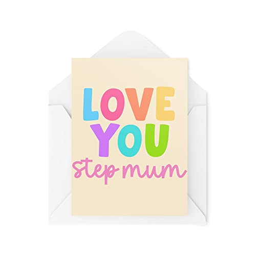 Śmieszne nowości kartki z życzeniami | Love You Step Mum | Urodziny Matki Mama Myśląca O Tobie Przekomarzanie się Zabawny żart | CBH1305