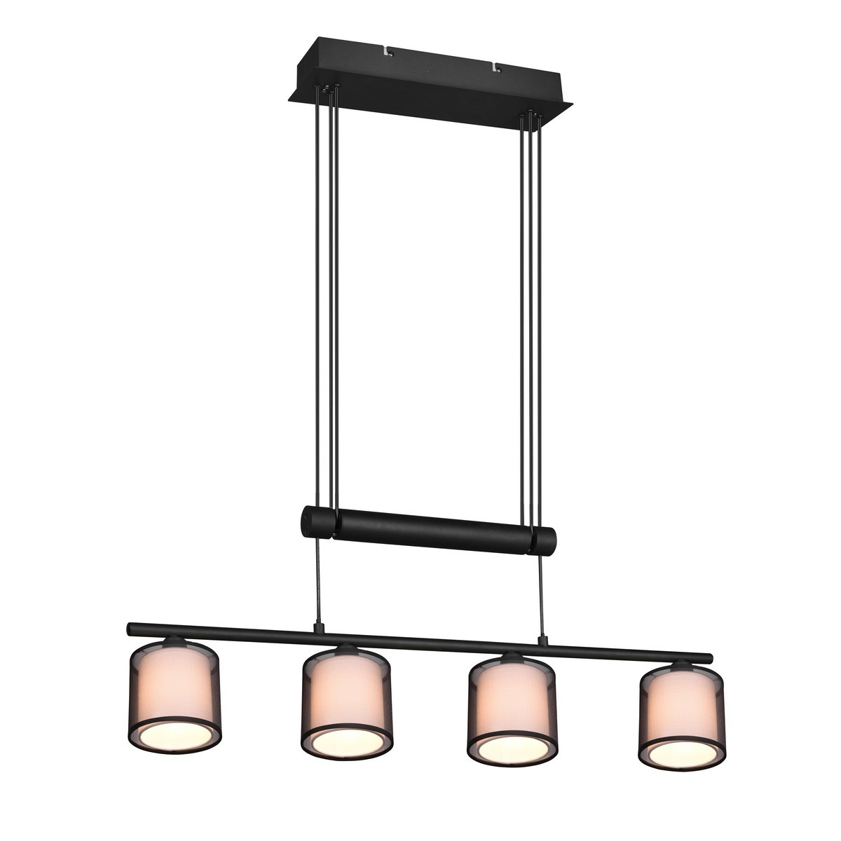 Trio Burton 311400432 lampa wisząca zwis 4x28W E14 czarna