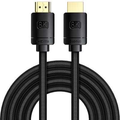 Baseus Baseus kabel HDMI 2.1 8K 60 Hz 48 Gbps / 4K 120 Hz / 2K 144 Hz 3D eARC QMS Dynamic HDR VRR ALLM 3 m czarny (CAKGQ-L01) CAKGQ-L01