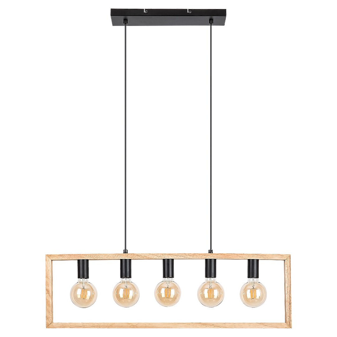 Rabalux Indigo 2294 lampa wisząca zwis 5x40W E27 czarna/drewniana