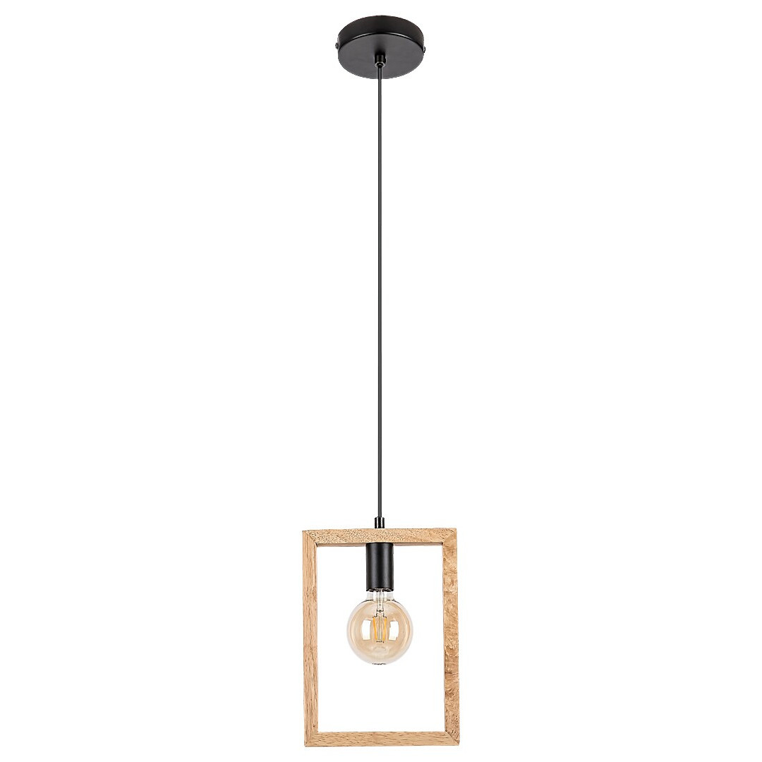 Rabalux Indigo 2292 lampa wisząca zwis 1x40W E27 czarna/drewniana