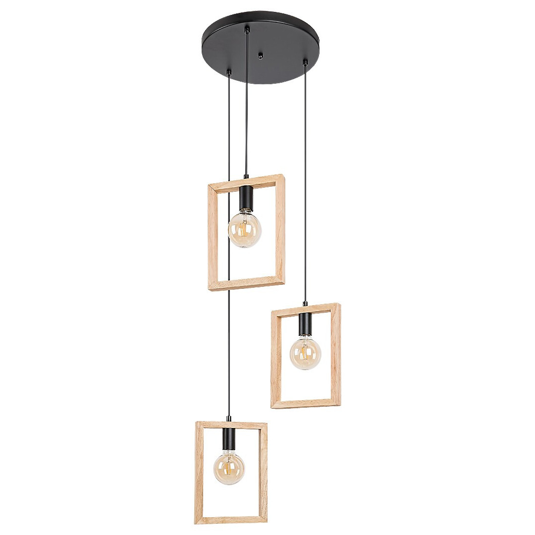 Rabalux Indigo 2293 lampa wisząca zwis 3x40W E27 czarna/drewniana