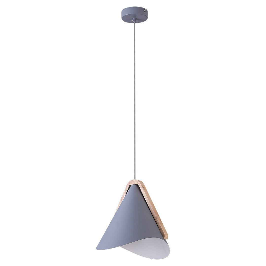 Rabalux Neva 6649 lampa wisząca zwis 1x60W E27 popielata/drewniana