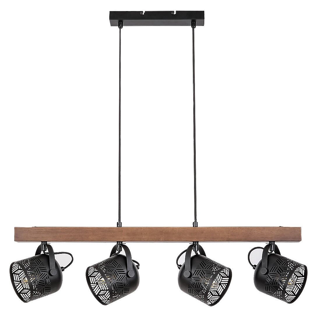Rabalux Rotem 3300 lampa wisząca zwis 4x40W E14 czarna/drewniana