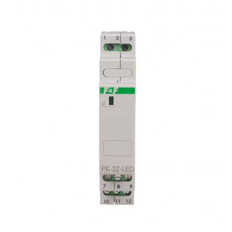 Przekaźnik elektromagnetyczny F&F PK-2Z-LED-230 PK-2P 230V styk 2 x NO 16A Inrush 120A/20ms szary