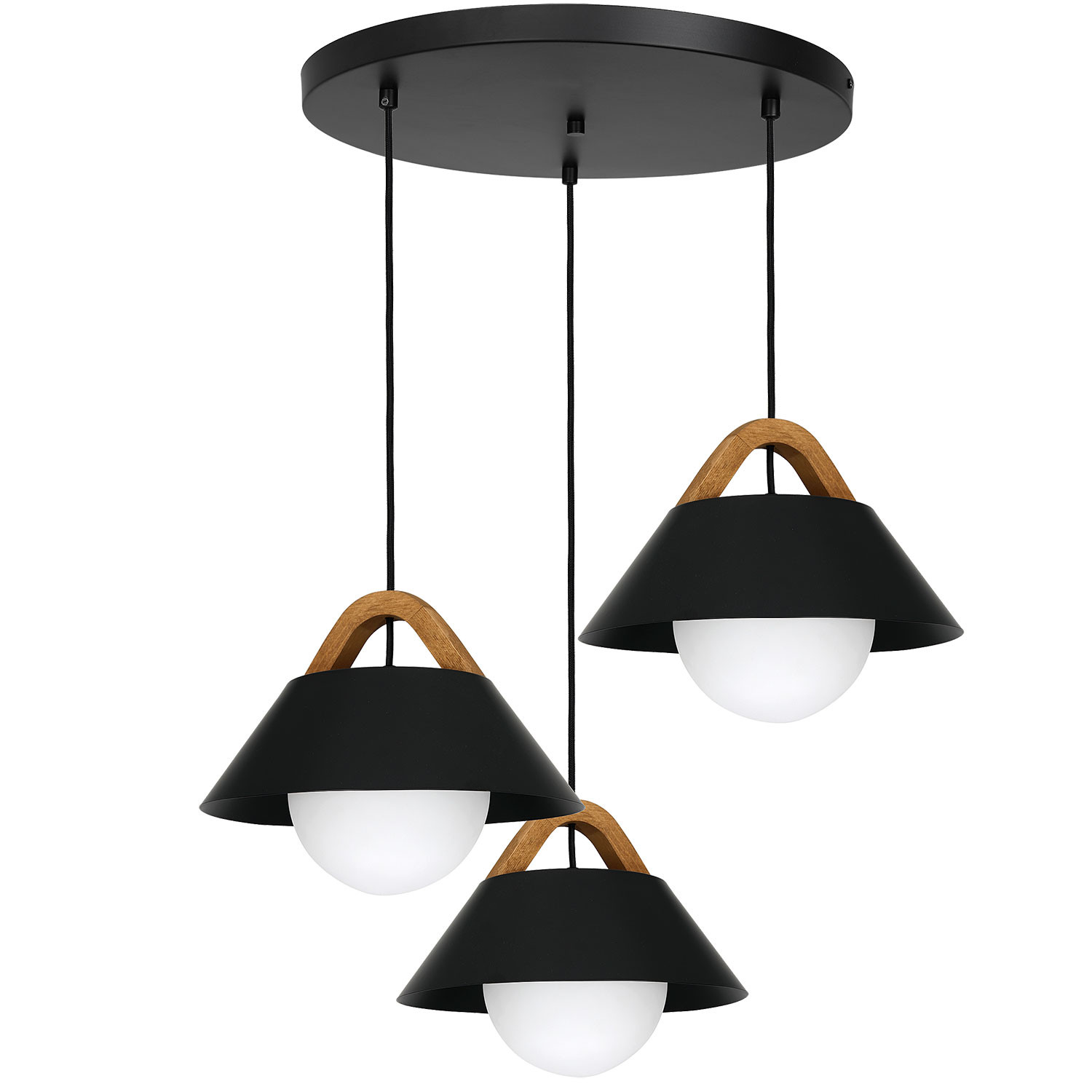 Luminex Funda 3510 lampa wisząca zwis 3x60W E27 czarny/naturalny