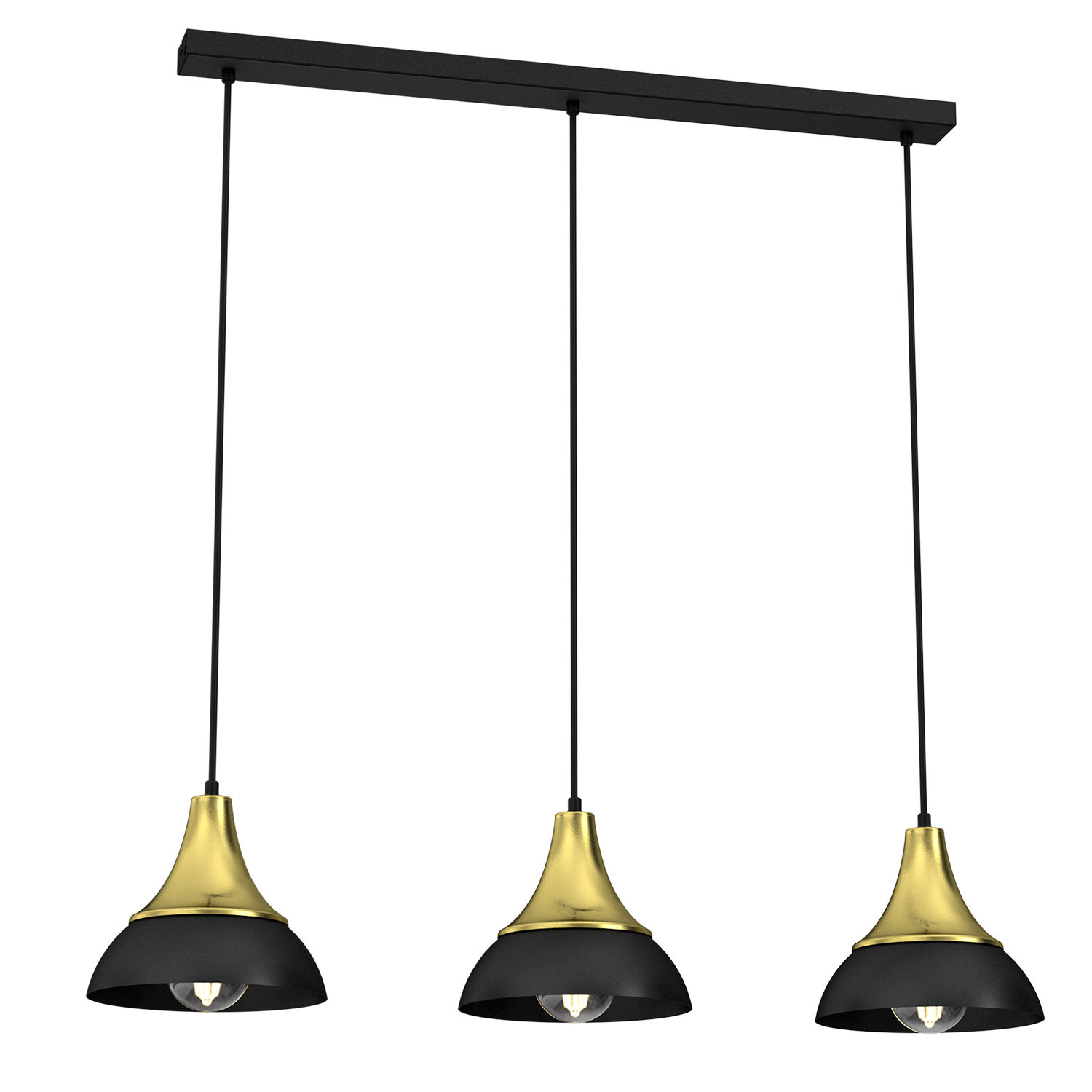 Luminex Nergis 3692 lampa wisząca zwis 3x60W E27 czarny/złoty