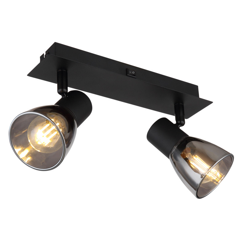 Globo Claude 54307-2 listwa plafon lampa sufitowa spot 2x40W E14 czarny/dymiony