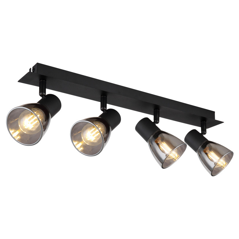 Globo Claude 54307-4 listwa plafon lampa sufitowa spot 4x40W E14 czarny/dymiony