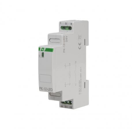 Przekaźnik elektromagnetyczny F&F PK-1Z-LED-24 PK-1P 24V styk 1 x NO 16A Inrush 120A/20ms szary