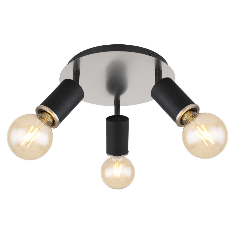 Globo Joseba 54032-3B plafon lampa sufitowa spot 3x60W E27 czarny/nikiel