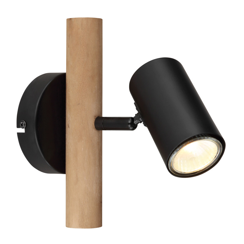 Globo Herti 57913-1 reflektor 1x5W GU10 LED czarny/drewniany